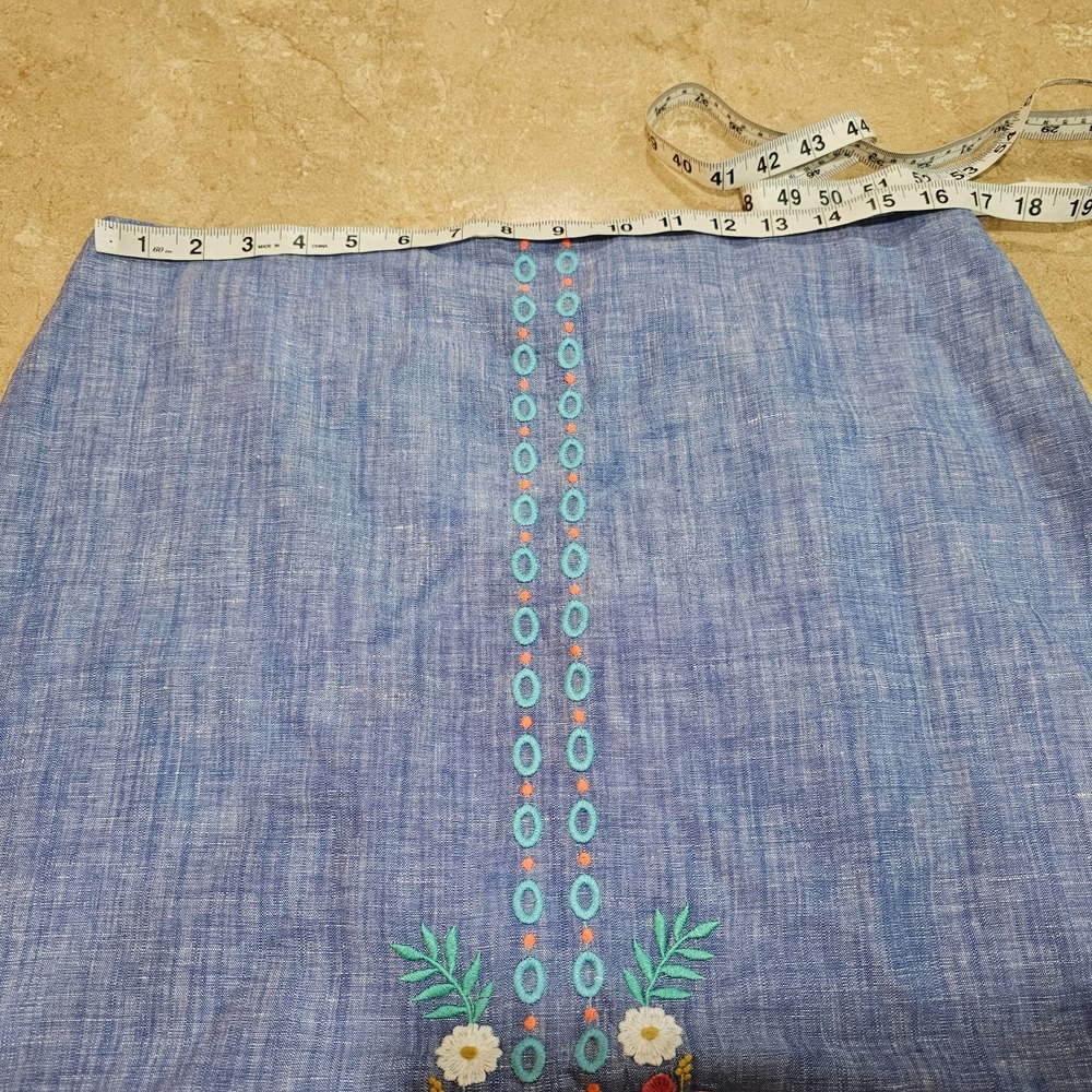 Women's Talbots Linen Blend Embroidered Scalloped Hem Skirt Size 10 - Picture 3 of 5